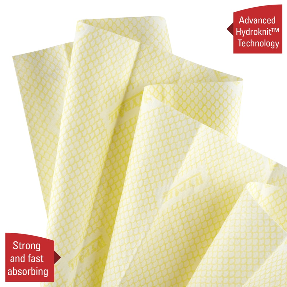 Chiffons de nettoyage à code couleur WypAll® X80 Critical Clean™ 7567 - Chiffons de nettoyage jaunes - 10 paquets x 25 chiffons de nettoyage intensif (250 au total) - 7567