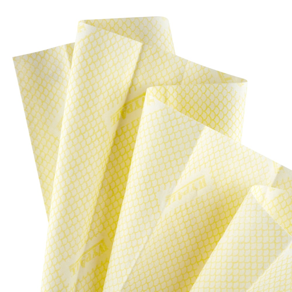 WypAll® X80 Critical Clean™ Colour Coded Cleaning Cloths 7567 - Yellow Wiping Cloths - 10 Packs x 25 Heavy Duty Cleaning Wipes (250 total) - 7567