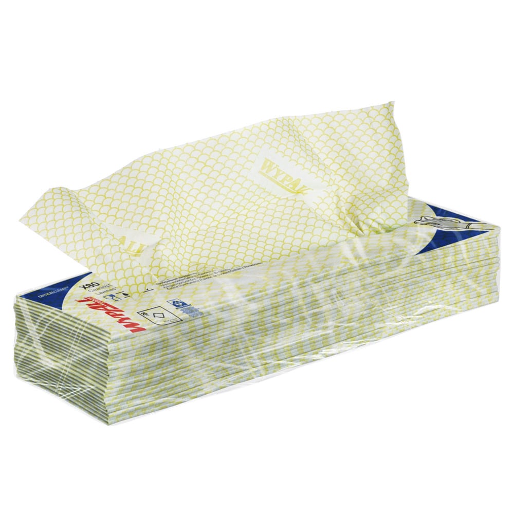 WypAll® X80 Critical Clean™ Colour Coded Cleaning Cloths 7567 - Yellow Wiping Cloths - 10 Packs x 25 Heavy Duty Cleaning Wipes (250 total) - 7567