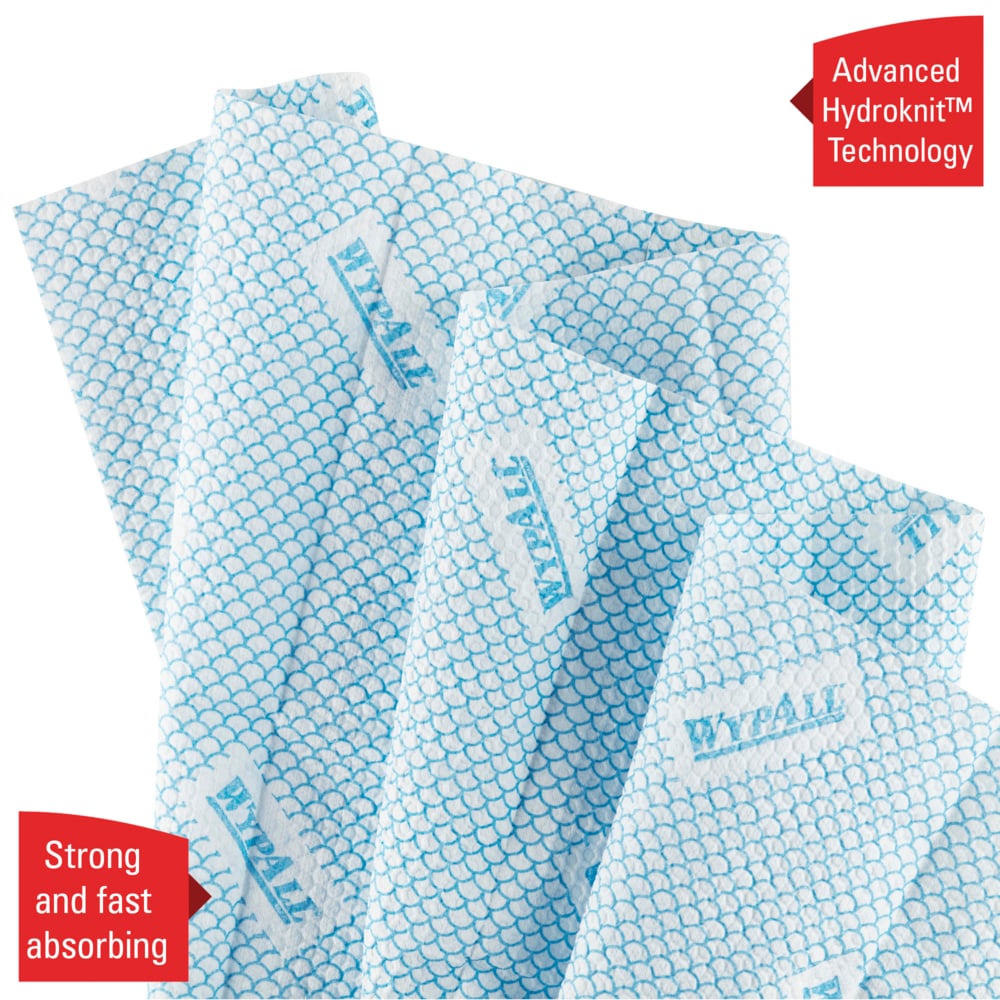 WypAll® X80 Plus Critical Clean™-poetsdoeken 19139 - blauwe poetsdoeken - 8 verpakkingen x 30 kwartgevouwen blauwe poetsdoeken (240 herbruikbare poetsdoeken) - 19139