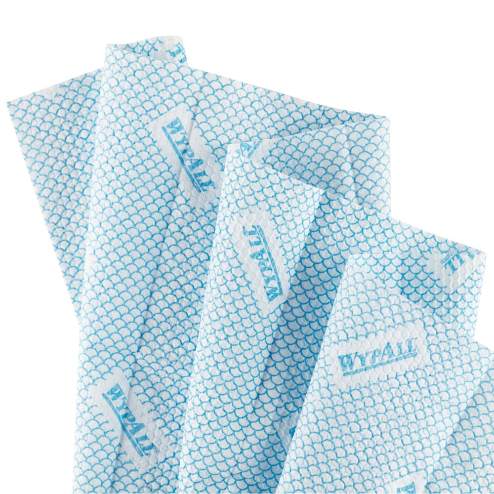 Chiffons WypAll® X80 Plus Critical Clean™ 19139 – Chiffons de nettoyage à code couleur bleu – 8 paquets de 30 chiffons bleus pliés en quatre (240 lingettes réutilisables) - 19139