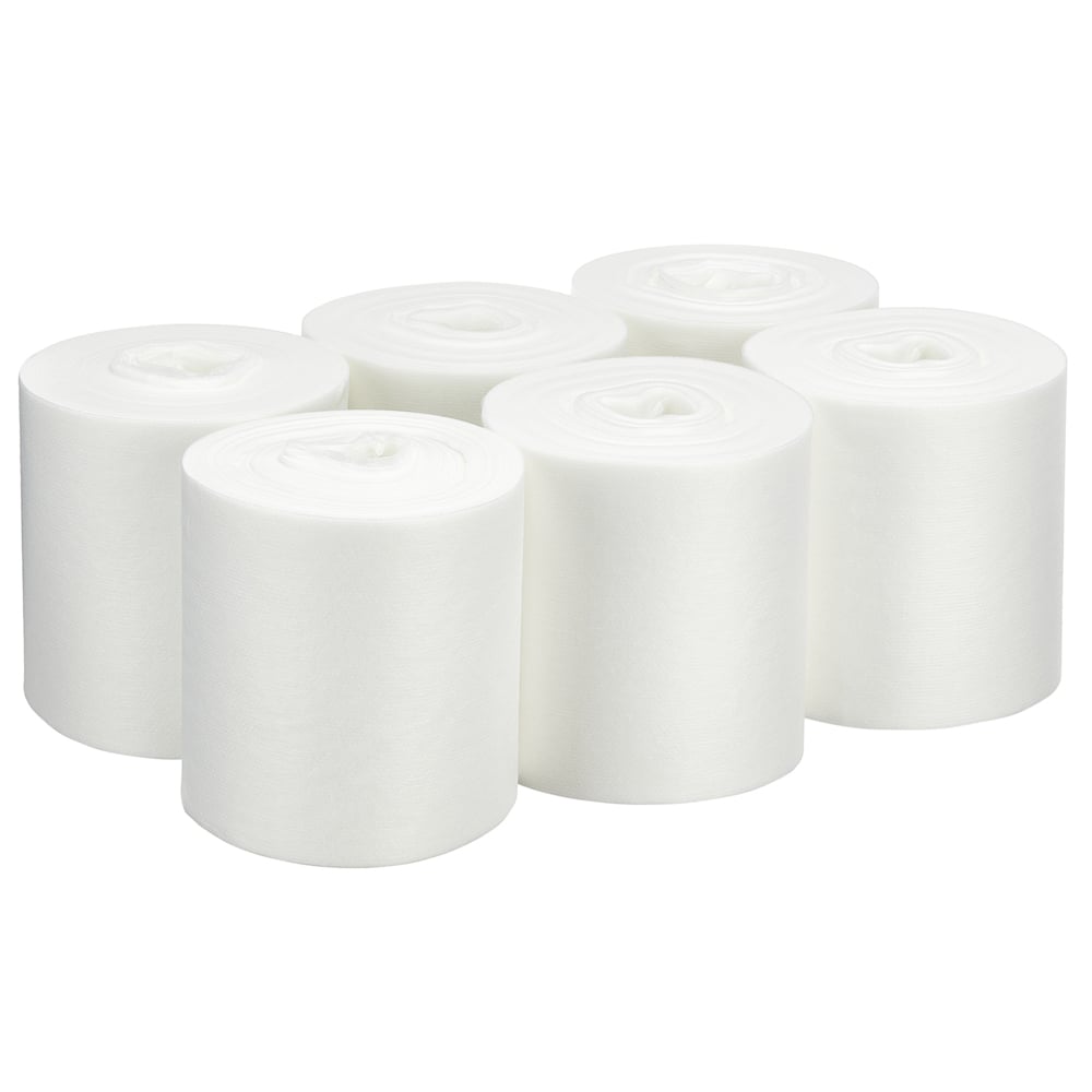 WypAll® Wettask™ Power Clean™ Reinigungstücher für Lösungsmittel 7762 – industrielle Reinigungstücher – 6 Rollen x 90 weiße Reinigungstücher (insg. 540) - 7762