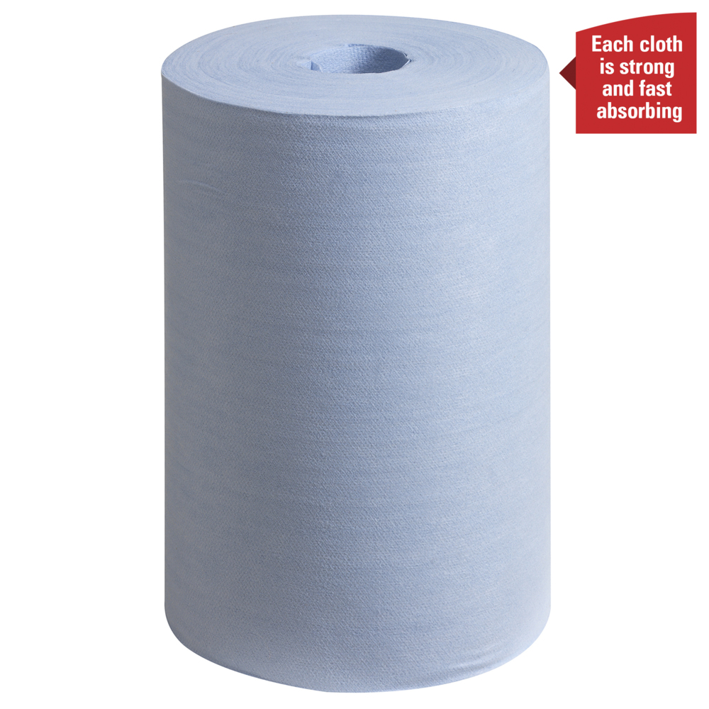Paños WypAll® X60 General Clean™ 8380 - Paños de limpieza azules en rollo de dispensación central - 1 rollo de dispensación central x 150 paños industriales azules - 8380