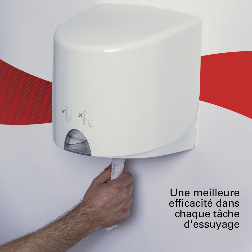 Essuyeurs en papier WypAll® L10 General Clean™ Magasins & Points de vente 7406 - Rouleau à dévidage central pour les distributeurs Reach PLUS™ et Roll Control™ - 6 rouleaux de 500 essuyeurs en papier blancs (3 000 pièces au total) - 7406