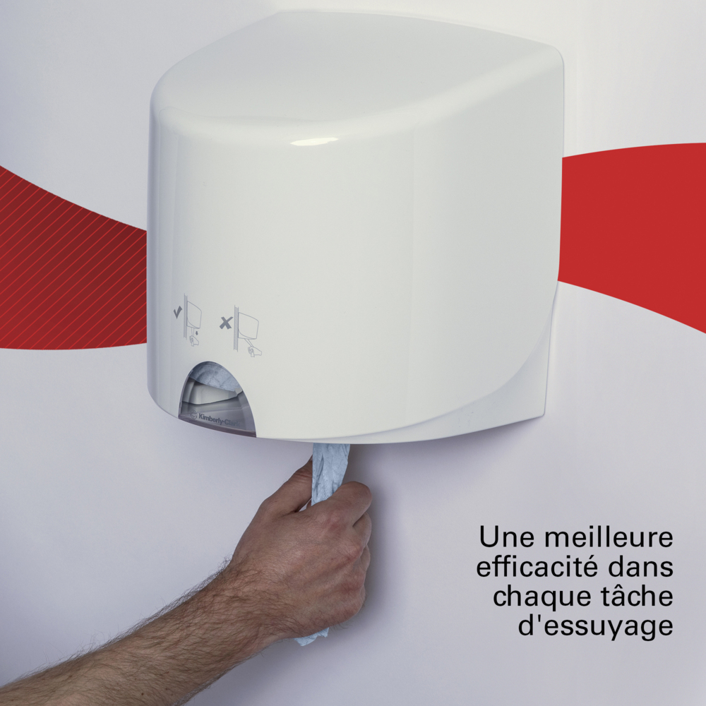 Essuyeurs en papier WypAll® General Clean™ Hygiène & Surfaces Alimentaires 7494 - Rouleau à dévidage central pour les distributeurs Reach PLUS™ et Roll Control™ - 6 rouleaux bleus de 630 essuyeurs en papier (3 780 pièces au total) - 7494