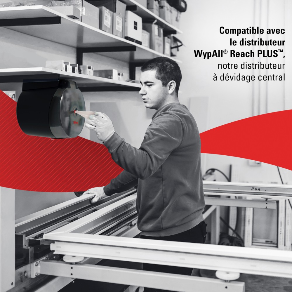 Essuyeurs Industriels WypAll® L20 7302, bobine à dévidage central pour Roll Control™, 6 rouleaux de 380 formats, 2 épaisseurs, bleus - 7302