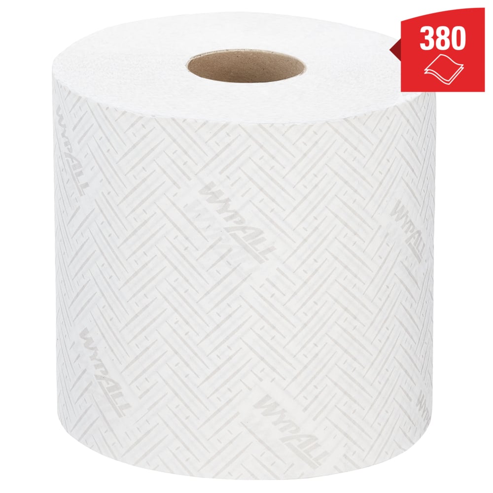 WypAll® Rollo de dispensación central de paños de celulosa para la industria L20 7303 - 6 rollos x 380 hojas, 2 capas, blanco - 7303