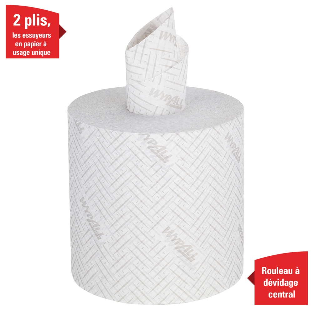 WypAll® Rollo de dispensación central de paños de celulosa para la industria L20 7303 - 6 rollos x 380 hojas, 2 capas, blanco - 7303