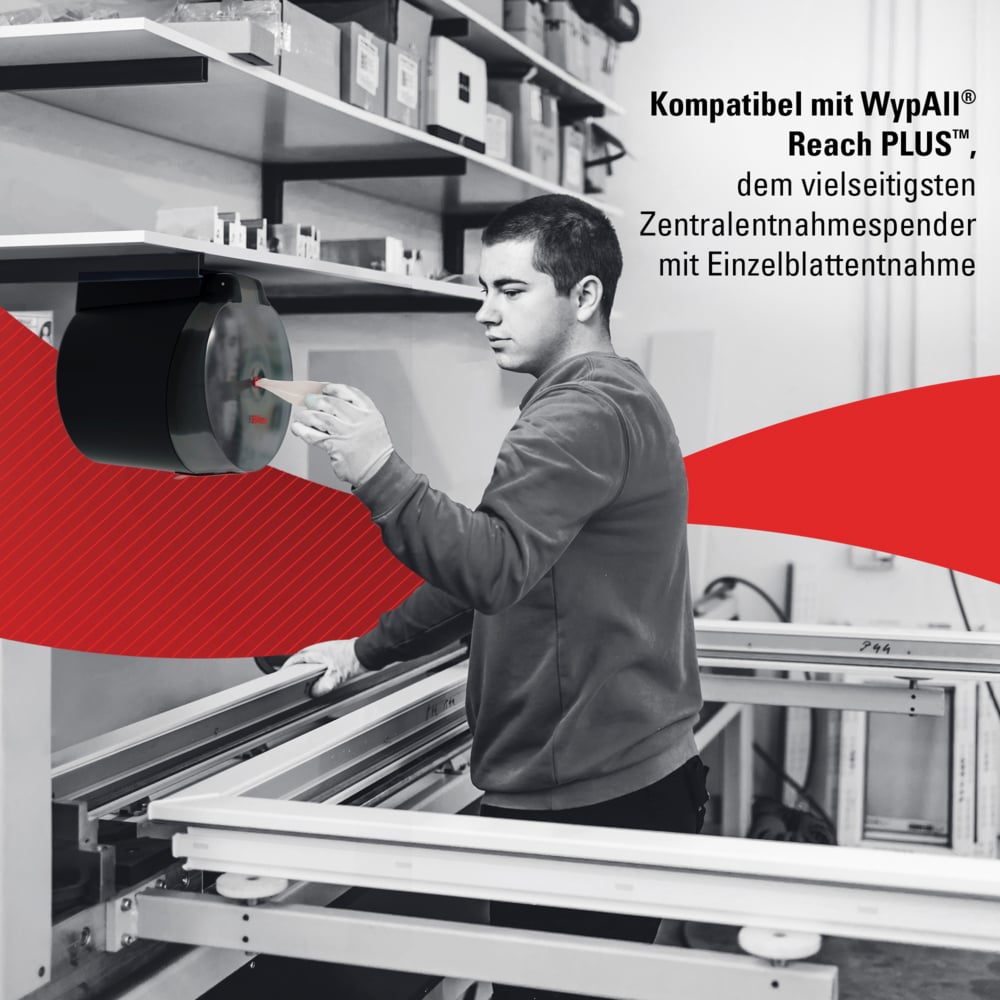 WypAll® L10 General Clean™ poetsdoeken voor de detailhandel en dienstenomgevingen 7407 -centrefeedrol voor Reach PLUS™ en Roll Control™ dispenser  - 6 blauwe rollen x 500 papieren poetsdoeken (3000 in totaal) - 7407