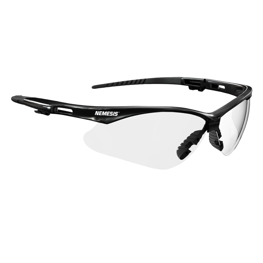 KleenGuard™ V30 Nemesis™ Safety Glasses with Cord Connect (55401), Clear Lenses with KleenVision™ Anti-Fog coating, Black Frame, Unisex Sunglasses for Men and Women (12 Pairs/Case) - 55401