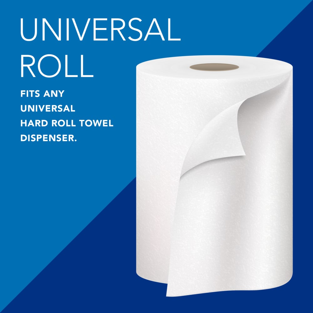 Scott® Essential Universal High-Capacity Hard Roll Towels (01000), with Absorbency Pockets™, 1.5" Core, White, (1,000'/Roll, 12 Rolls/Case, 12,000'/Case) - 01000