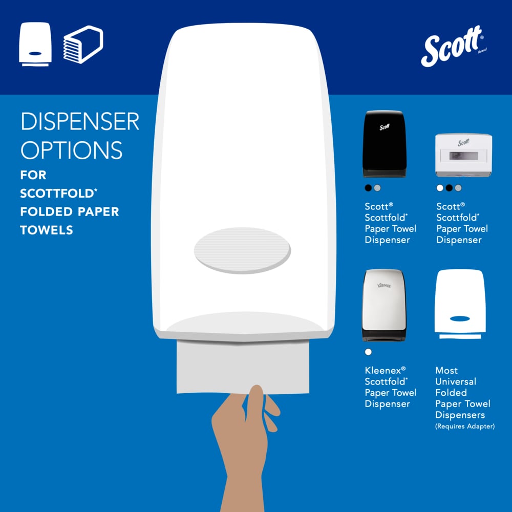 Scott® Pro™ Scottfold™ Multifold Paper Towels (01960), with Absorbency Pockets™, 7.8" x 12.4" sheets, White, (175 Sheets/Pack, 25 Packs/Case, 4,375 Sheets/Case) - 01960