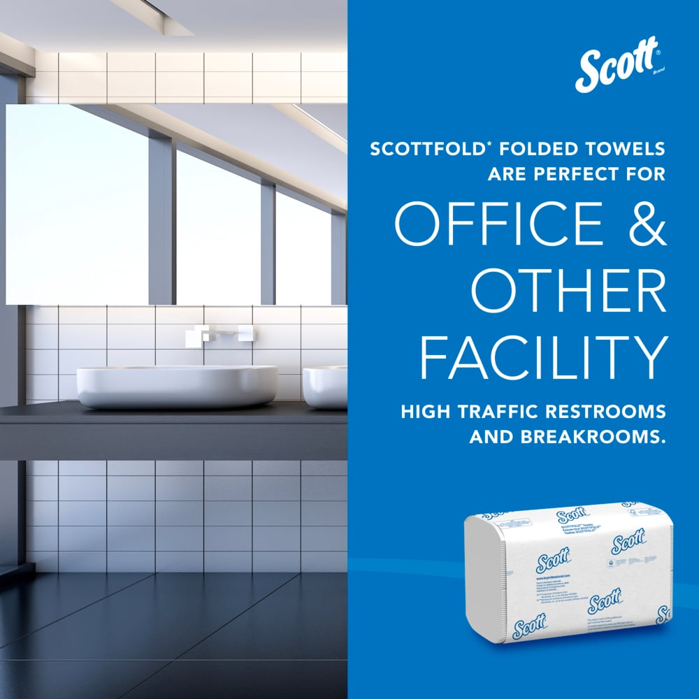 Scott® Pro™ Scottfold™ Multifold Paper Towels (01960), with Absorbency Pockets™, 7.8" x 12.4" sheets, White, (175 Sheets/Pack, 25 Packs/Case, 4,375 Sheets/Case) - 01960