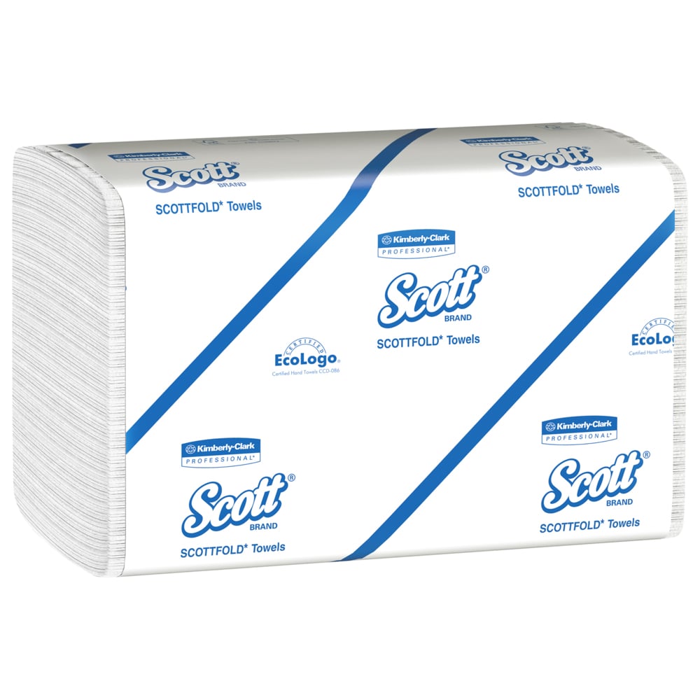 Scott® Pro™ Scottfold™ Multifold Paper Towels (01980), with Absorbency Pockets™, 9.4" x 12.4" sheets, White, (175 Sheets/Pack, 25 Packs/Case, 4,375 Sheets/Case) - 01980