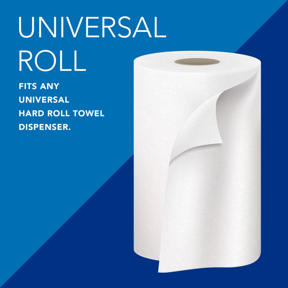 Scott® Essential Universal Hard Roll Towels (02068), with Absorbency Pockets™, 1.5" Core, White, (400'/Roll, 12 Rolls/Case, 4,800'/Case) - 02068