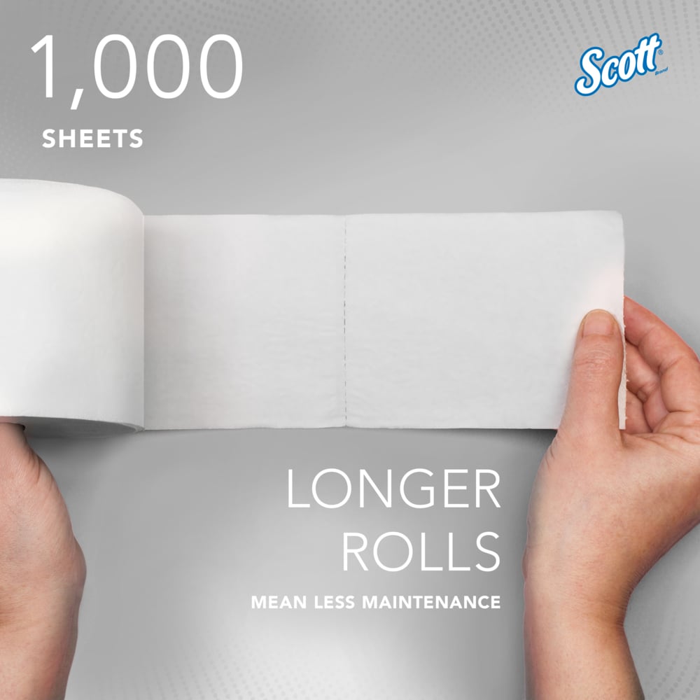 Scott® Essential Coreless High-Capacity Standard Roll Toilet Paper (04007), 2-Ply, White, (1,000 Sheets/Roll, 36 Rolls/Case, 36,000 Sheets/Case) - 04007