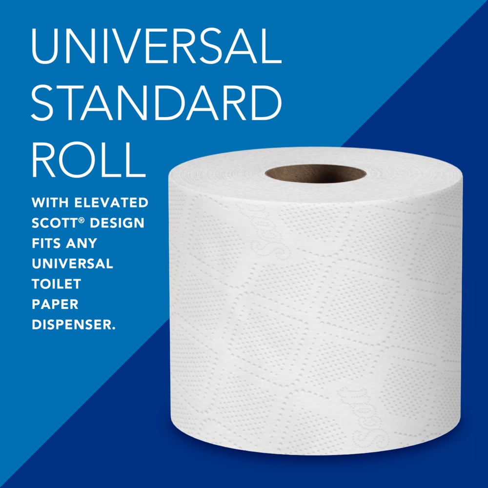 Scott® Professional Standard Roll Toilet Paper (04460), with Elevated Design, 2-Ply, White, Individually wrapped rolls, (550 Sheets/Roll, 80 Rolls/Case, 44,000 Sheets/Case) - 04460