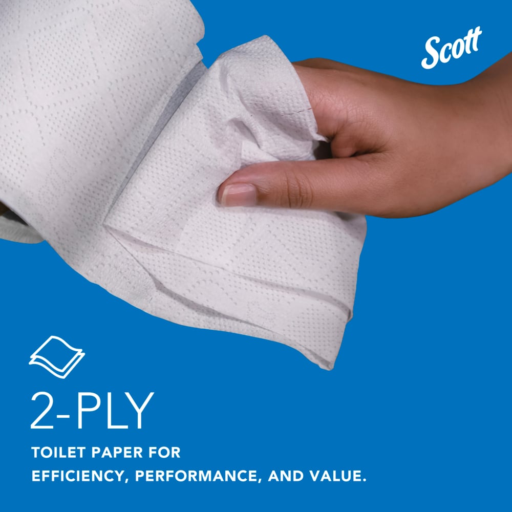 Scott® Professional Standard Roll Toilet Paper (04460), with Elevated Design, 2-Ply, White, Individually wrapped rolls, (550 Sheets/Roll, 80 Rolls/Case, 44,000 Sheets/Case) - 04460