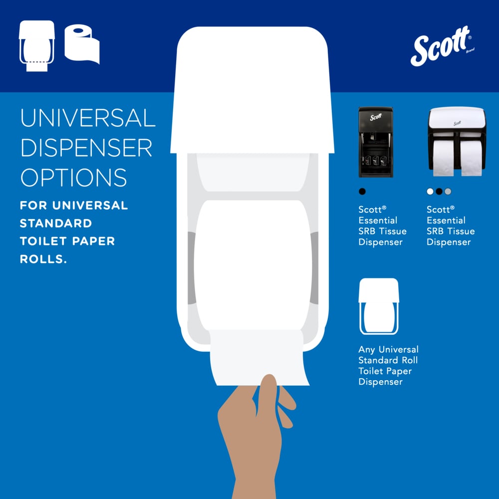 Scott® Professional Standard Roll Toilet Paper (04460), with Elevated Design, 2-Ply, White, Individually wrapped rolls, (550 Sheets/Roll, 80 Rolls/Case, 44,000 Sheets/Case) - 04460