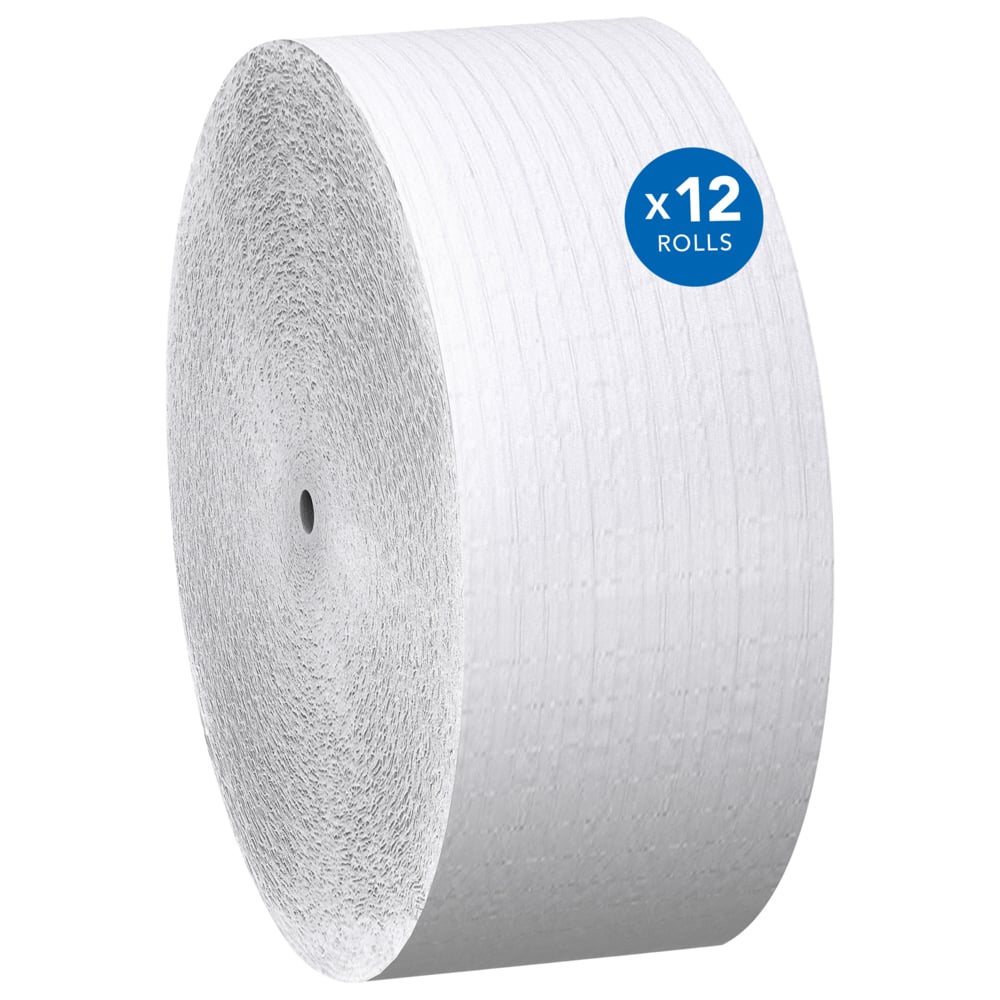 Papier hygiénique en rouleau géant grande capacité sans mandrin Scott® Essential (07005), 1 épaisseur, blanc (2 300 pi/rouleau, 12 rouleaux/caisse, 27 600 pi/caisse) - 07005