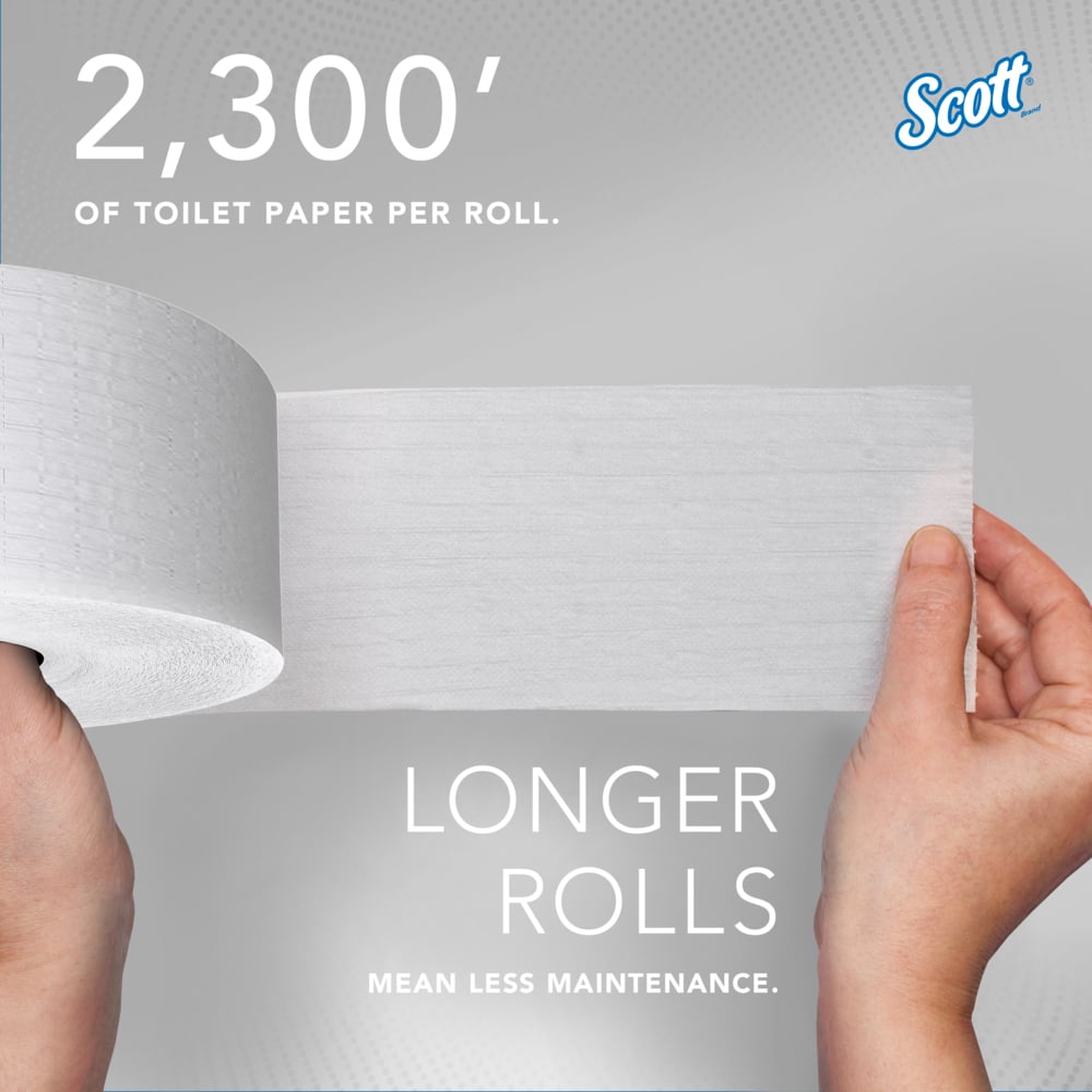 Scott® Coreless High-Capacity Jumbo Roll Toilet Paper (07005), 1-Ply, White, (2,300'/Roll, 12 Rolls/Case, 27,600'/Case) - 07005