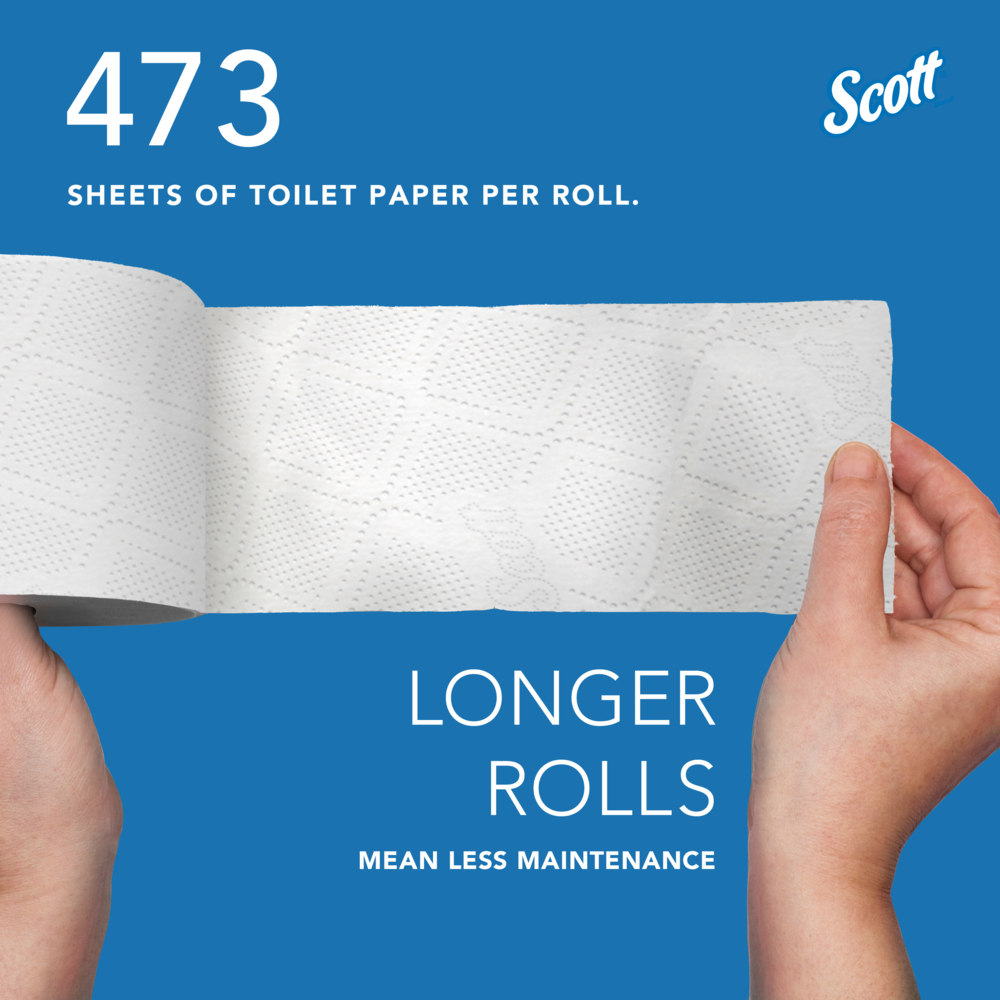 Scott® Professional 100% Recycled Fiber Standard Roll Toilet Paper (13217), with Elevated Design, 2-Ply, White, Individually wrapped rolls, (473 Sheets/Roll, 80 Rolls/Case, 37,840 Sheets/Case) - 13217