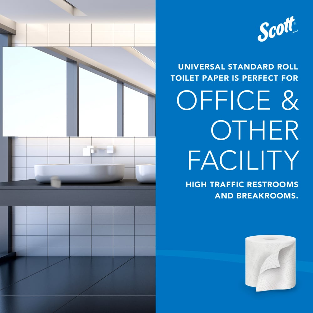 Scott® Professional 100% Recycled Fiber Standard Roll Toilet Paper (13217), with Elevated Design, 2-Ply, White, Individually wrapped rolls, (473 Sheets/Roll, 80 Rolls/Case, 37,840 Sheets/Case) - 13217