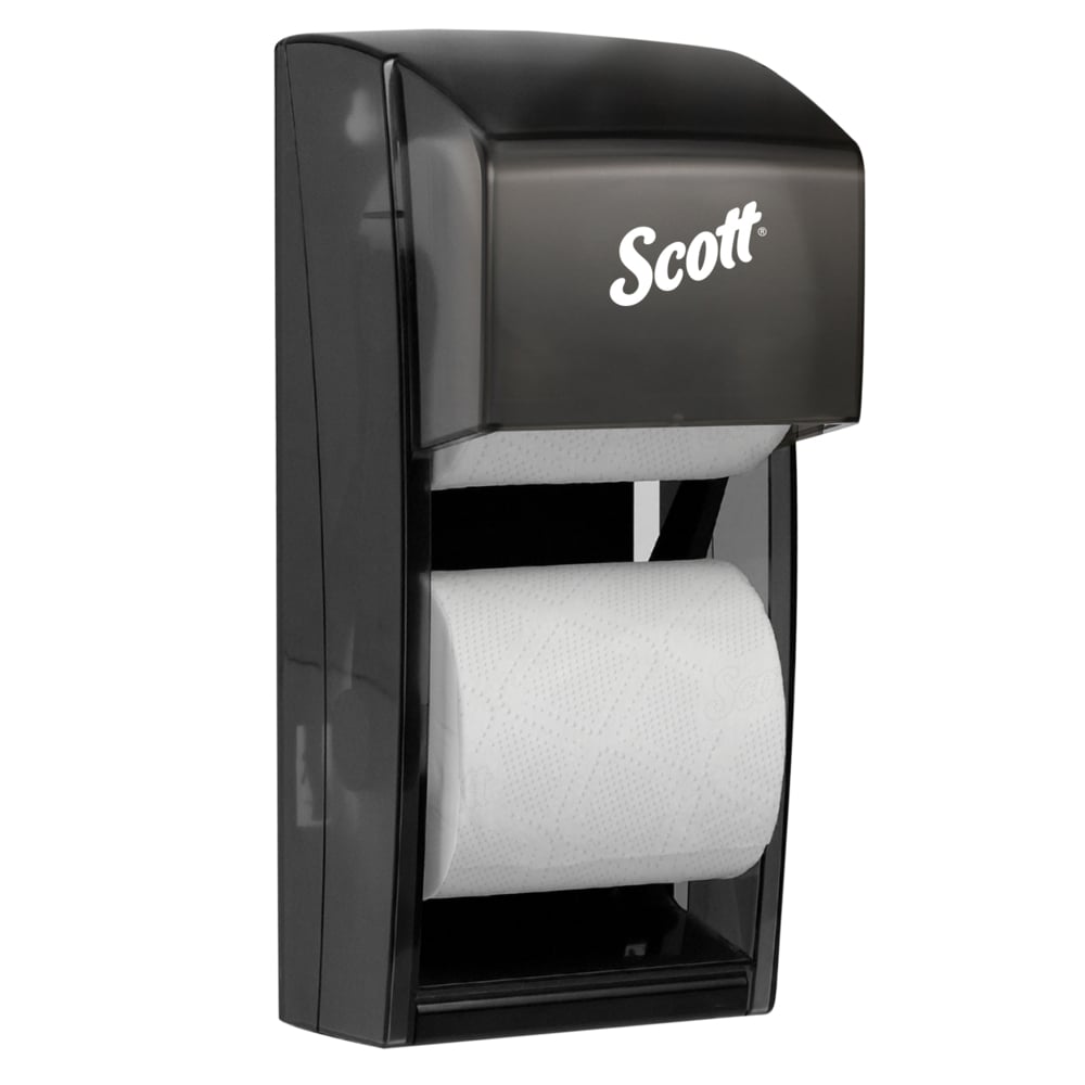 Papier hygiénique en rouleau standard fait de fibres recyclées à 100 % Scott® (13217), avec design rehaussé, 2 épaisseurs, blancs, rouleaux enveloppés individuellement (473 feuilles/rouleau, 80 rouleaux/caisse, 37 840 feuilles/caisse) - 13217