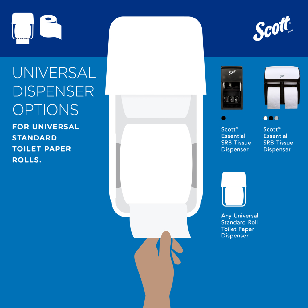 Scott® Professional Standard Roll Toilet Paper (13607), with Elevated Design, 2-Ply, White, Individually wrapped rolls, Compact Case for Easy Storage, (550 Sheets/Roll, 20 Rolls/Case, 11,000 Sheets/Case) - 13607