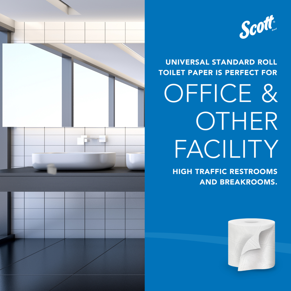 Scott® Professional Standard Roll Toilet Paper (13607), with Elevated Design, 2-Ply, White, Individually wrapped rolls, Compact Case for Easy Storage, (550 Sheets/Roll, 20 Rolls/Case, 11,000 Sheets/Case) - 13607