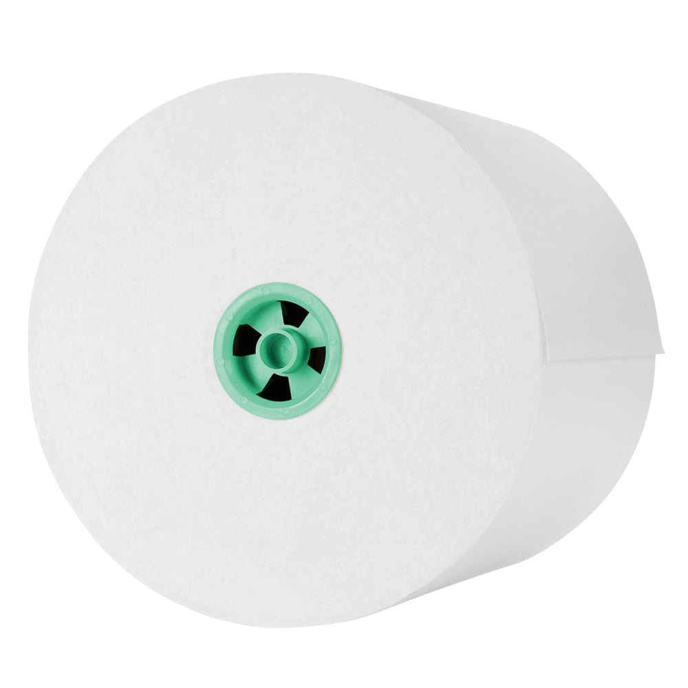 Essuie-tout en rouleau Kleenex® (25630) avec poches d’absorbance de qualité supérieure, blanc, pour distributrice (noyau vert), 700 pi/rouleau, 6 rouleau/caisse, 4 200 pi/caisse - 25630