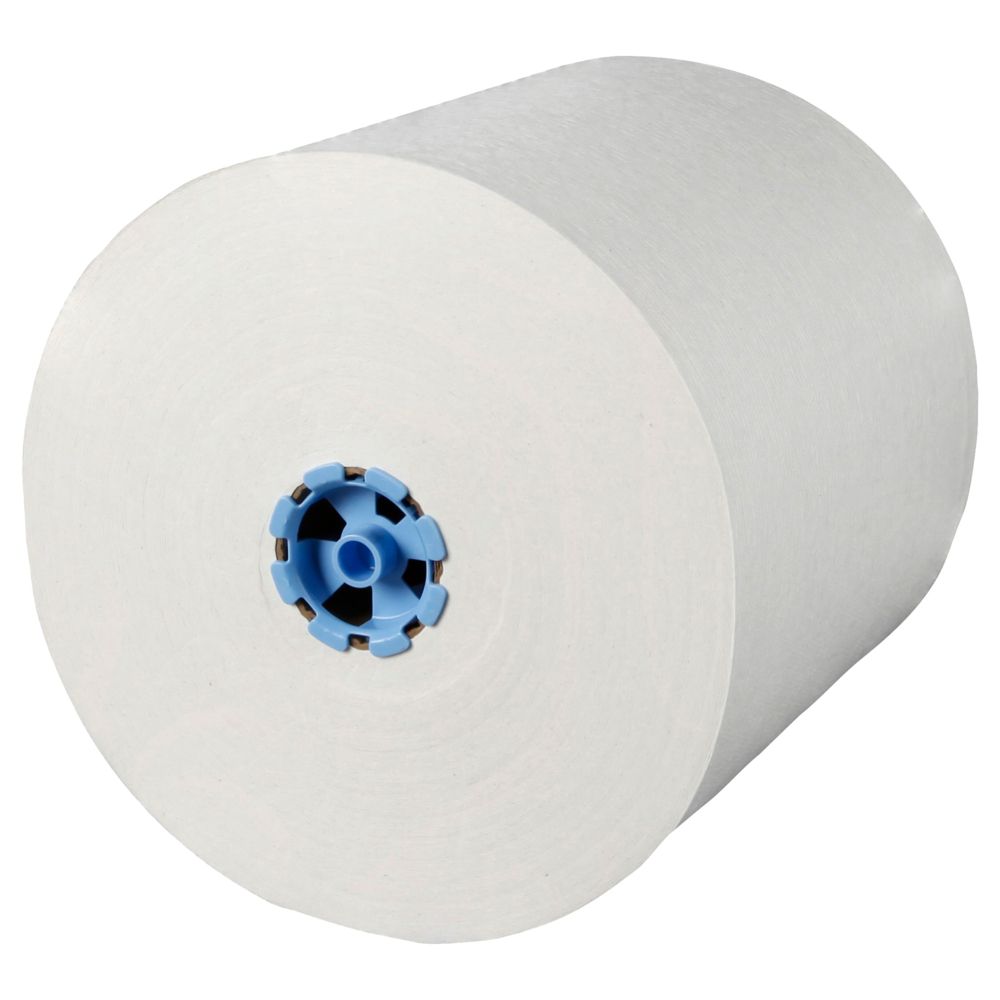 Essuie-tout en rouleau Kleenex® (25637) avec poches d’absorbance de qualité supérieure, blancs, pour distributrice (noyau bleu), 700 pi/rouleau, 6 rouleaux/caisse, 4 200 pi/caisse - 25637