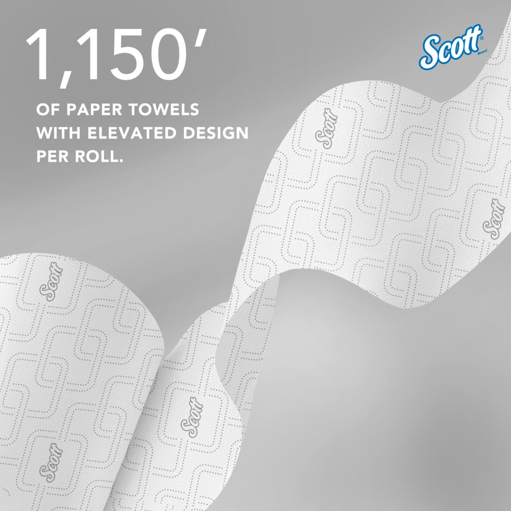 Scott® Pro™ High-Capacity Hard Roll Towels (25700), with Elevated Design and Absorbency Pockets™, for Green Core Dispensers, White, (1,150'/Roll, 6 Rolls/Case, 6,900'/Case) - 25700
