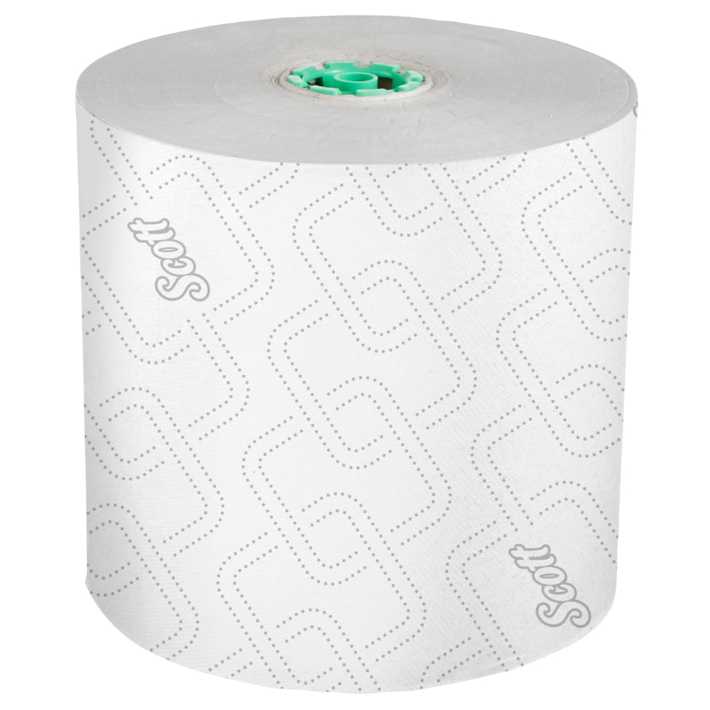 Essuie-mains en rouleau grande capacité Scott® Pro™ (25700), avec design rehaussé et technologie Absorbency Pockets™, pour les distributrices avec mandrin vert, blancs (1 150 pi/rouleau, 6 rouleaux/caisse, 6 900 pi/caisse) - 25700