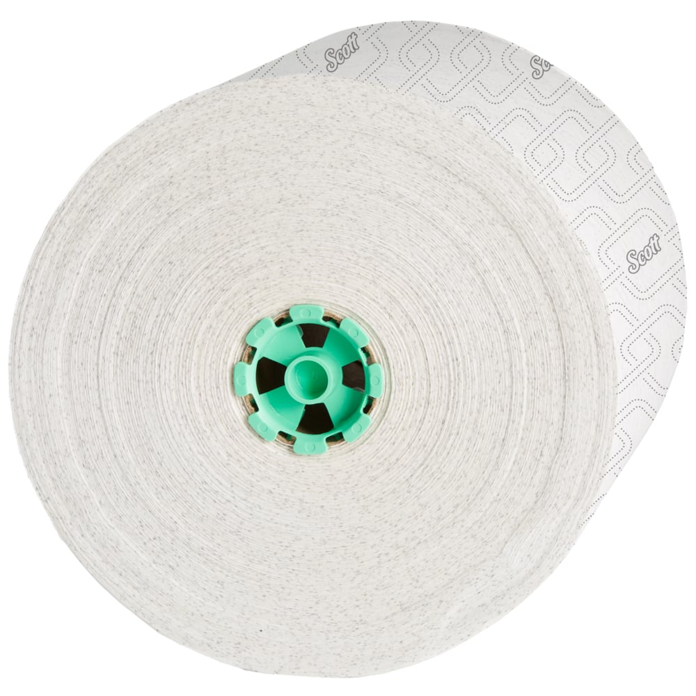 Essuie-mains en rouleau grande capacité Scott® Pro™ (25700), avec design rehaussé et technologie Absorbency Pockets™, pour les distributrices avec mandrin vert, blancs (1 150 pi/rouleau, 6 rouleaux/caisse, 6 900 pi/caisse) - 25700