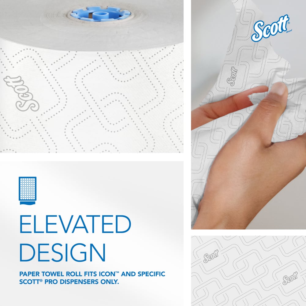 Scott® Pro™ High-Capacity Hard Roll Towels (25702), with Elevated Design and Absorbency Pockets™, for Blue Core Dispensers, White, (1,150'/Roll, 6 Rolls/Case, 6,900'/Case) - 25702