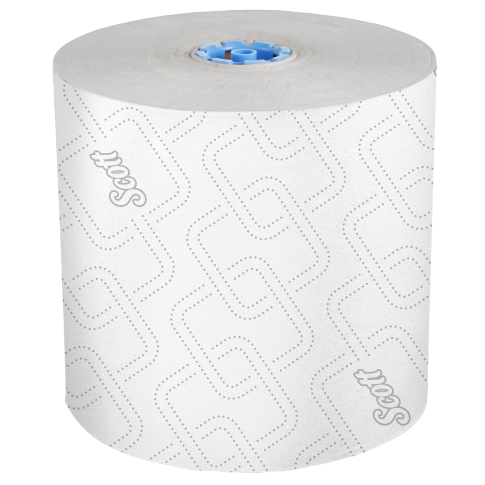 Essuie-mains en rouleau grande capacité Scott® Pro™ (25702) avec design rehaussé et technologie Absorbency Pockets™, pour les distributrices avec mandrin bleu, blanc (1 150 pi/rouleau, 6 rouleaux/caisse, 6 900 pi/caisse) - 25702