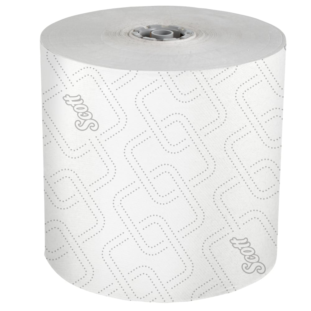 Essuie-mains en rouleau grande capacité Scott® Pro™ (25703), avec design rehaussé et technologie Absorbency Pockets™, pour les distributrices avec mandrin gris, blancs (1 150 pi/rouleau, 6 rouleaux/caisse, 6 900 pi/caisse) - 25703