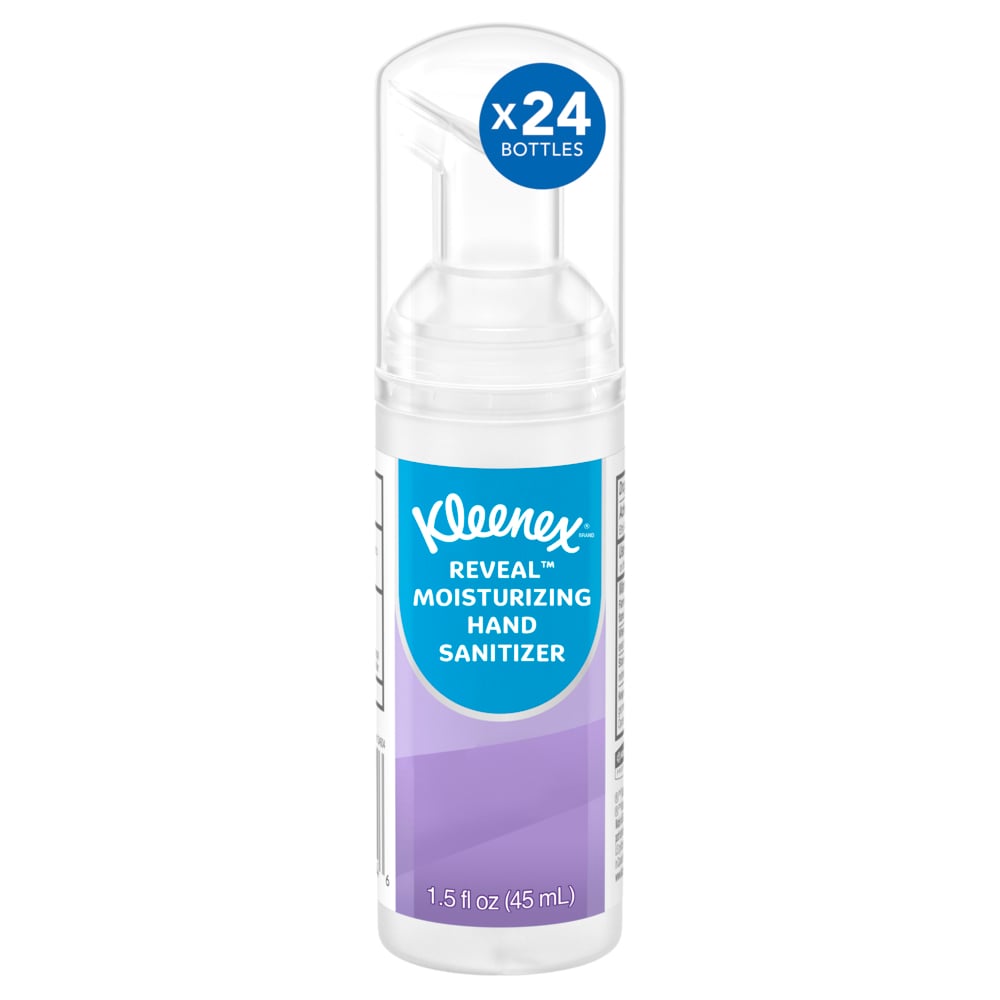 Kleenex® Reveal™ Ultra Moisturizing Foam Hand Sanitizer (34604), 1.5 oz. Clear, Unscented Pump Bottle, NSF E-3 Rated (24 Bottles/Case)