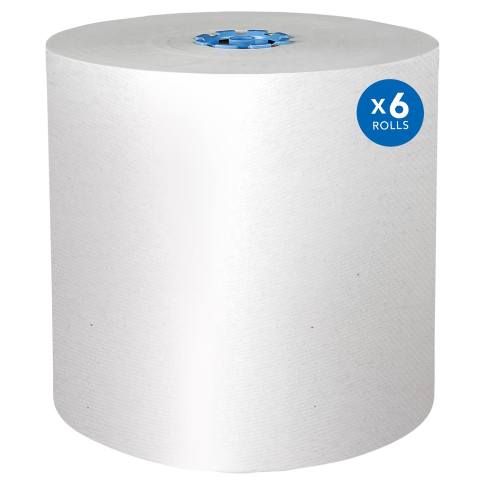 Essuie-mains en rouleau Scott® Pro™ (43959), avec technologie Absorbency Pockets™, pour les distributrices avec mandrin bleu, blancs (900 pi/rouleau, 6 rouleaux/caisse, 5 400 pi/caisse) - 43959