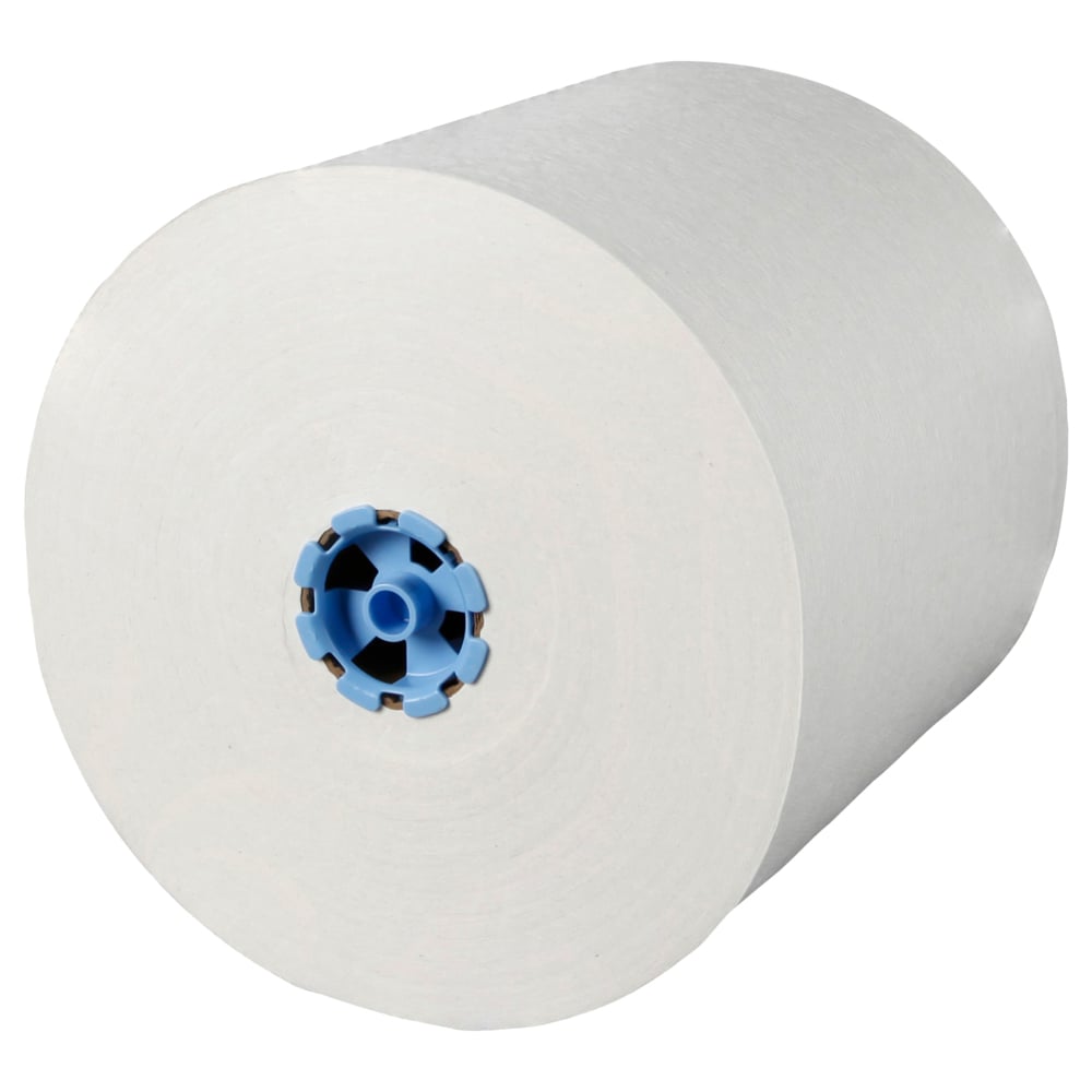 Essuie-mains en rouleau Scott® Pro™ (43959), avec technologie Absorbency Pockets™, pour les distributrices avec mandrin bleu, blancs (900 pi/rouleau, 6 rouleaux/caisse, 5 400 pi/caisse) - 43959