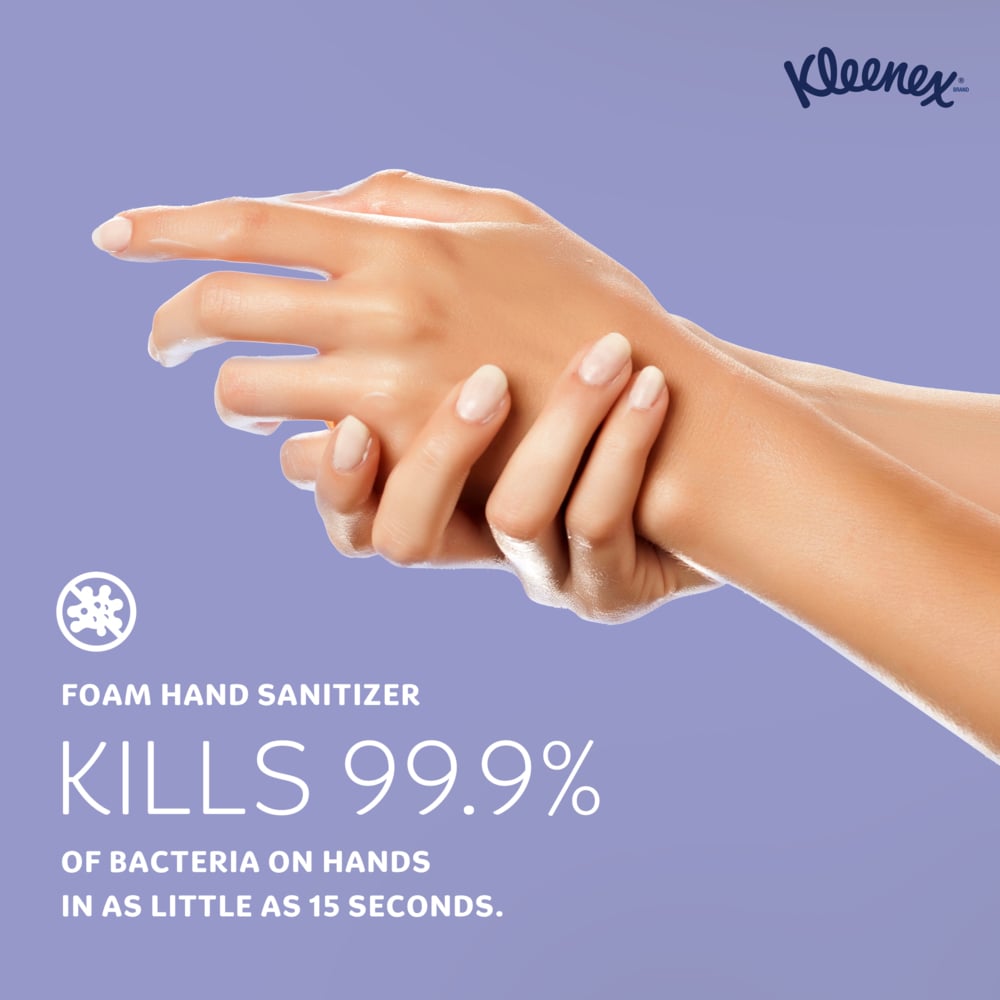 Kleenex® Reveal™ Ultra Moisturizing Foam Hand Sanitizer (45826), 18 oz. Clear, No Fragrance Added, Pump Bottle, NSF E-3 Rated (4 Bottles/Case) - 45826