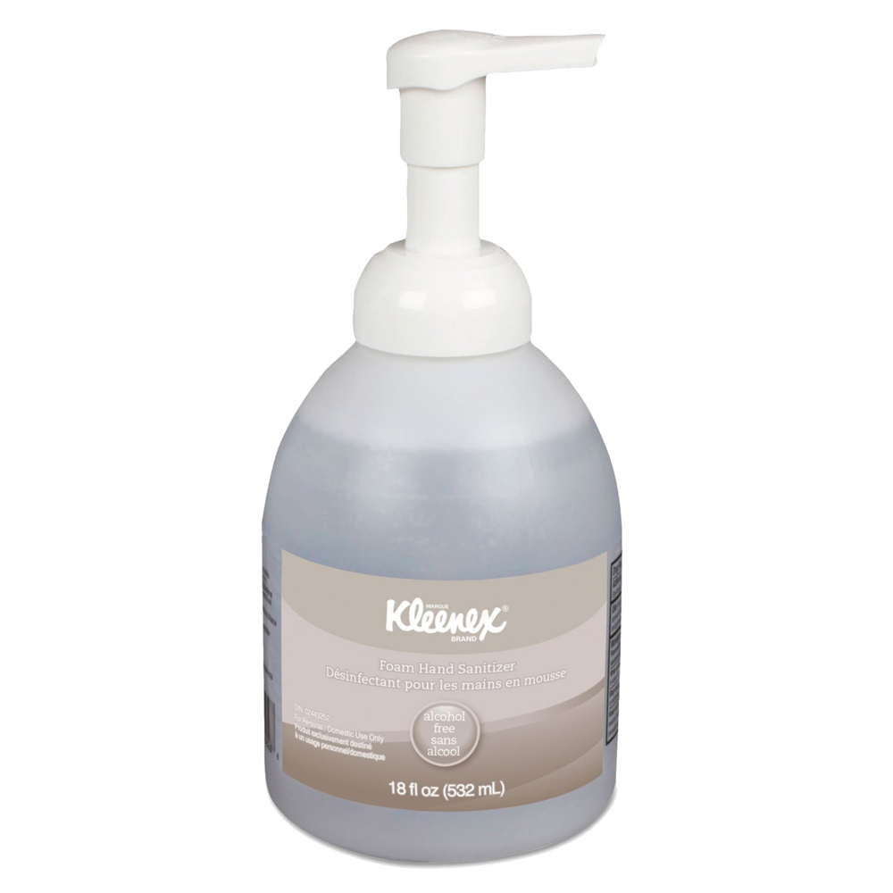 Kleenex® Foam Hand Sanitizer (45827), Alcohol Free, 18 oz. Clear, Unscented, Pump Bottle (4 Bottles/Case) - 45827