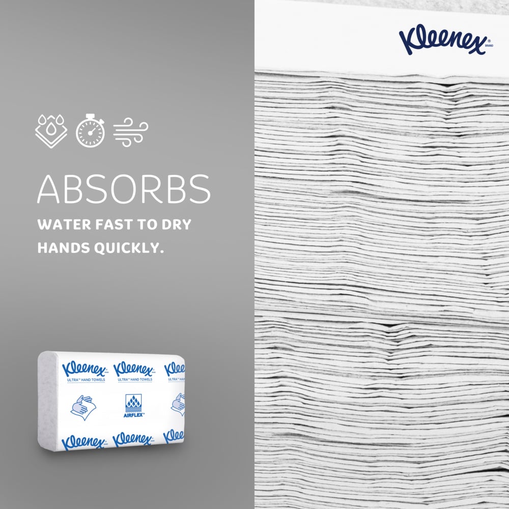 Kleenex® Reveal™ Multifold Paper Towels (46321), 2-Ply, for Kleenex® Reveal™ Countertop System Dispenser, 7.5" x 9.4" sheets, White, (150 Sheets/Pack, 16 Packs/Case, 2,400 Sheets/Case) - 46321