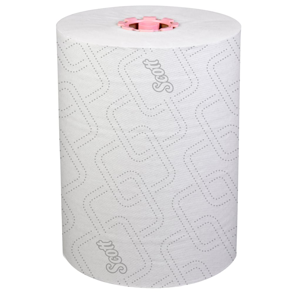 Essuie-mains en rouleau Scott® Pro™ Slimroll™ (47032), avec technologie Absorbency Pockets™, pour les distributrices avec mandrin rose, blancs (580 pi/rouleau, 6 rouleaux/caisse, 3 480 pi/caisse) - 47032