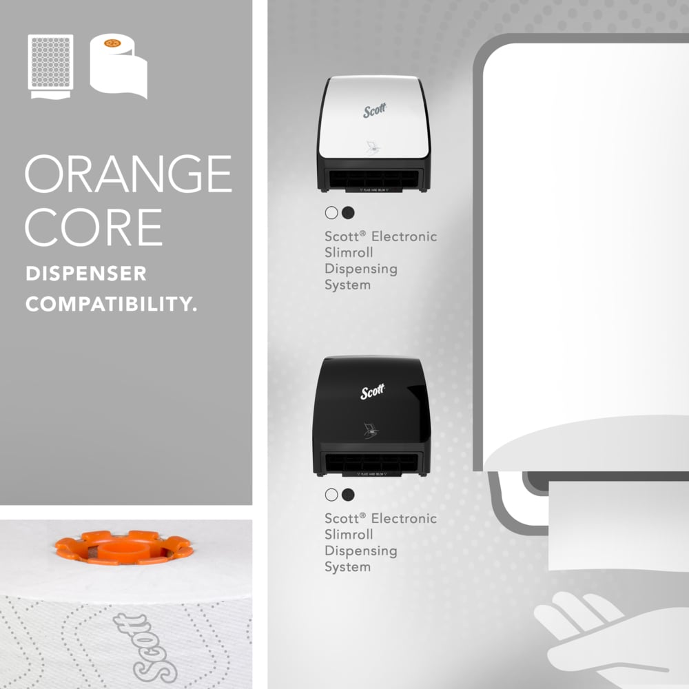 Scott® Pro™ Slimroll™ Hard Roll Towels (47035), with Absorbency Pockets™, for Orange Core Dispensers, White, (580'/Roll, 6 Rolls/Case, 3,480'/Case) - 47035