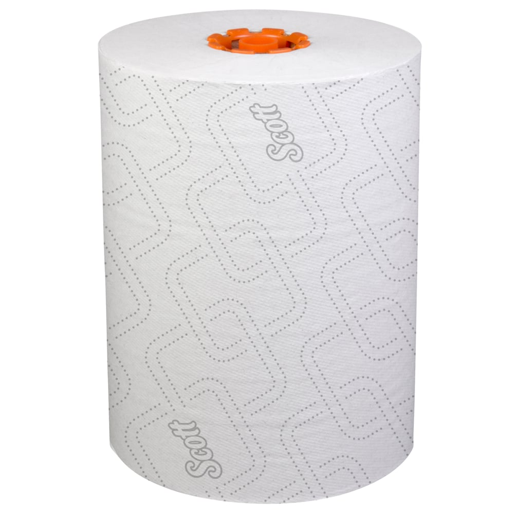 Essuie-mains en rouleau Scott® Pro™ Slimroll™ (47035), avec technologie Absorbency Pockets™, pour les distributrices avec mandrin orange, blancs (580 pi/rouleau, 6 rouleaux/caisse, 3 480 pi/caisse) - 47035