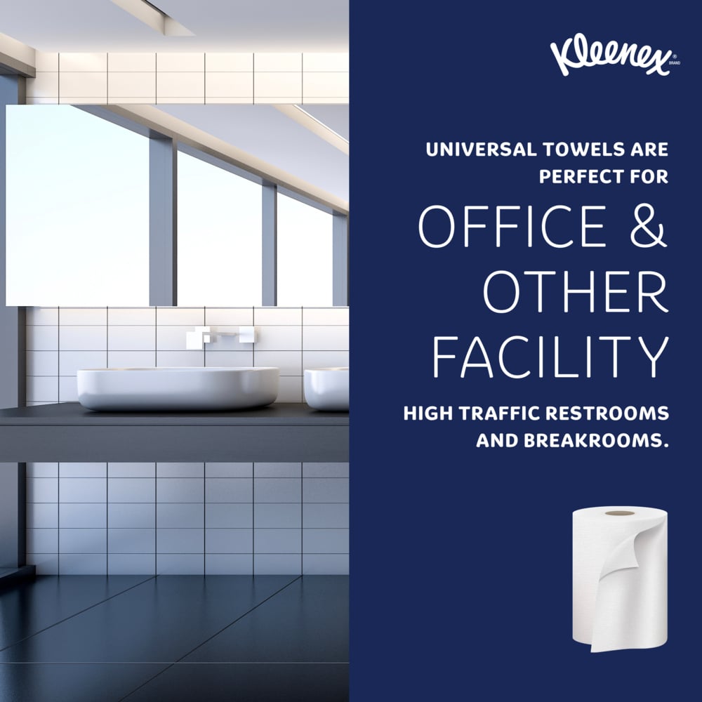Kleenex® Hard Roll Paper Towels (50606), with Premium Absorbency Pockets™, 1.75" Core, White, (600'/Roll, 6 Rolls/Case, 3,600'/Case) - 50606