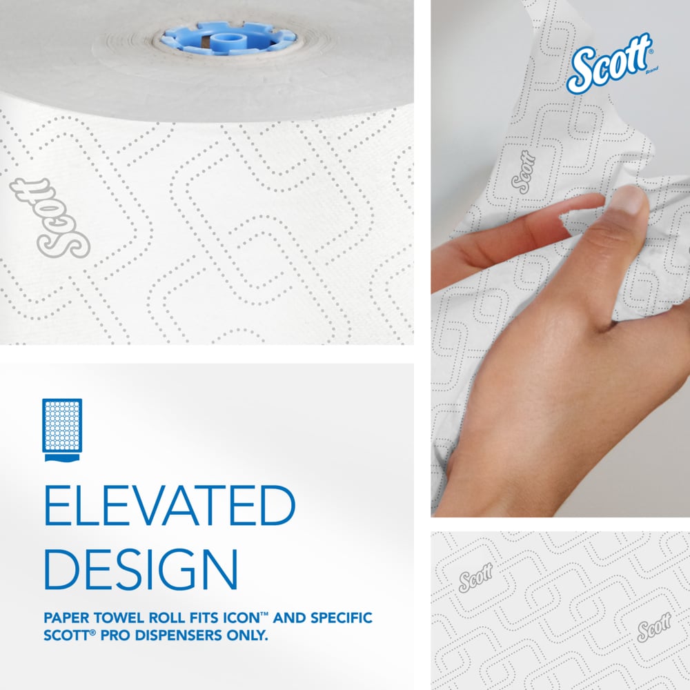 Scott® Pro™ High-Capacity Hard Roll Towels (53925), with Elevated Design and Absorbency Pockets™, for Blue Core Dispensers, White, (700'/Roll, 6 Rolls/Case, 4,200'/Case) - 53925