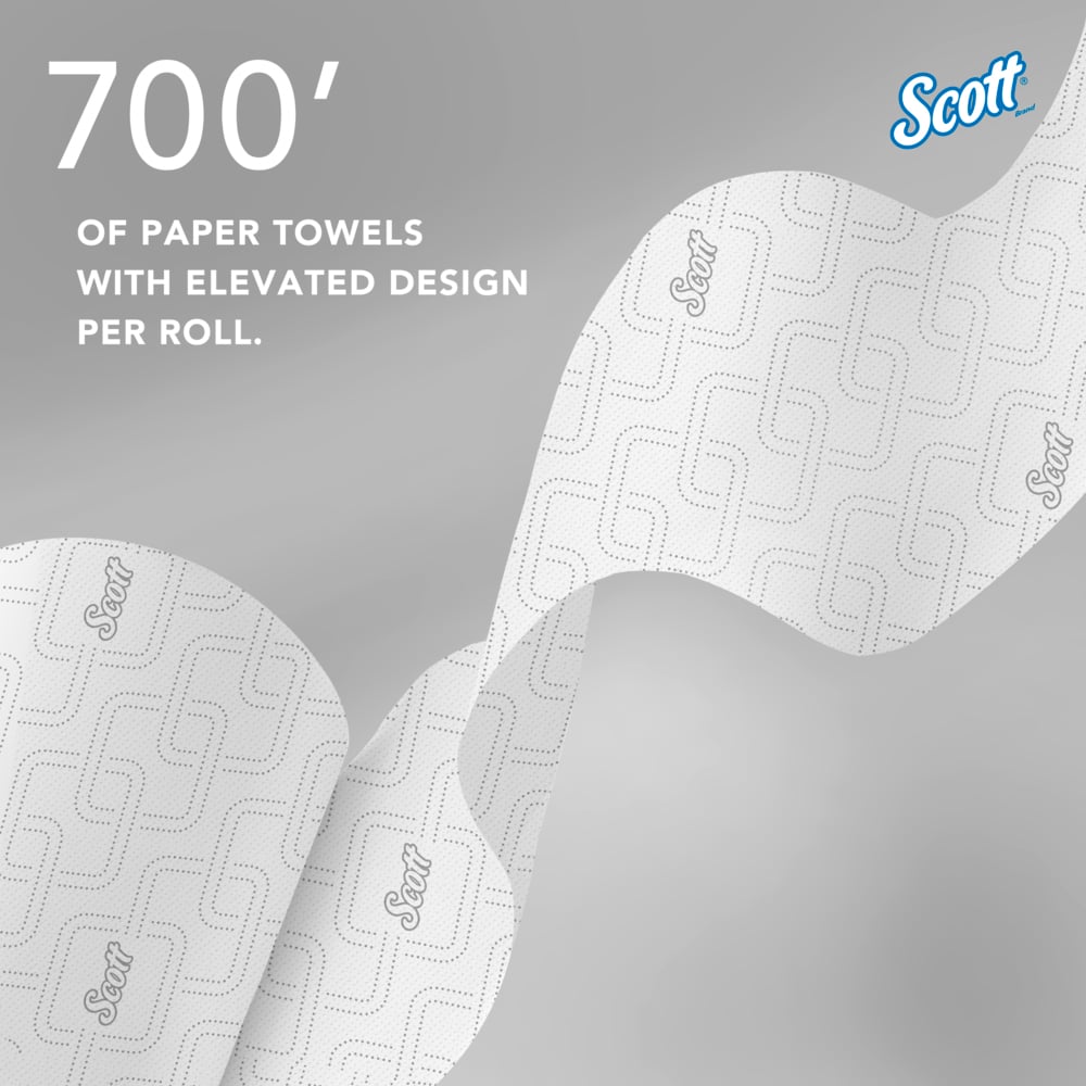 Scott® Pro™ High-Capacity Hard Roll Towels (53925), with Elevated Design and Absorbency Pockets™, for Blue Core Dispensers, White, (700'/Roll, 6 Rolls/Case, 4,200'/Case) - 53925